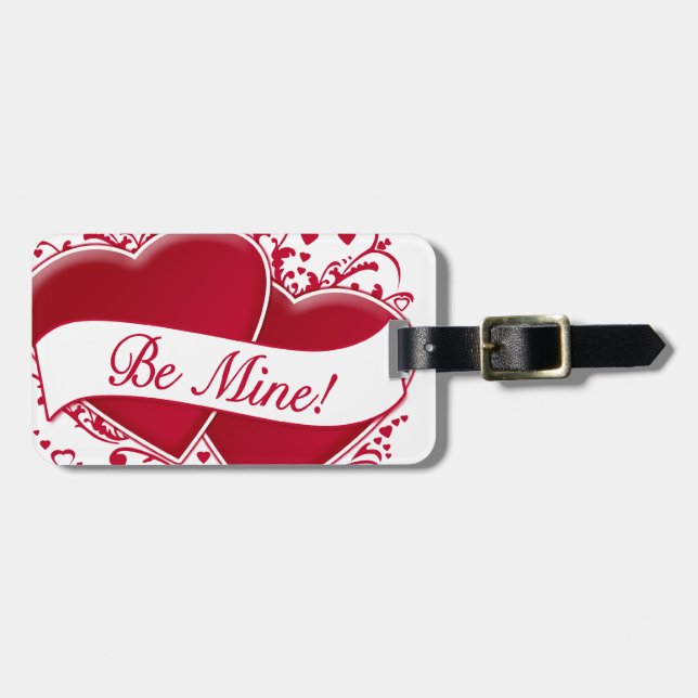 Be Mine! Red Hearts Luggage Tag (Front Horizontal)