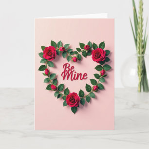 Be Mine Red Rose Heart Card