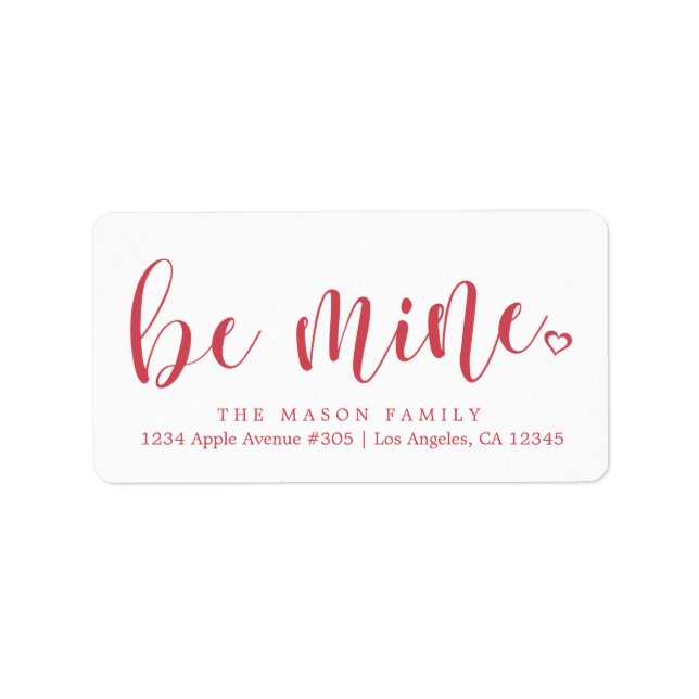 Be Mine Red Script - Custom Background Colour Label (Front)
