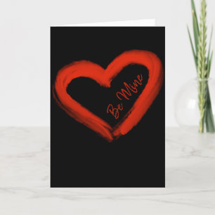 Be Mine Red Valentine's Heart on Black Holiday Card