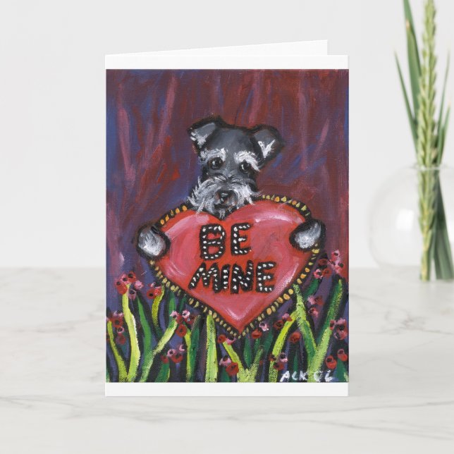 Be Mine Schnauzer Valentine Holiday Card (Front)