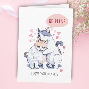 Be Mine Sweet Adorable Cat Couple Valentine's Day Holiday Card