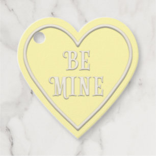 "Be Mine" Tea Party Yellow Heart Valentine's Day Favour Tags