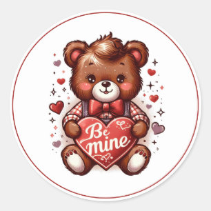 Be Mine Teddy Bear Classic Round Sticker