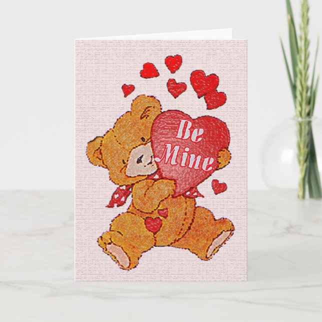 Be Mine Teddy Bear Valentine Card (Front)