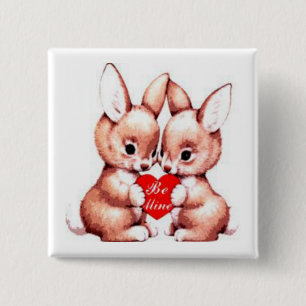 Be Mine Valentine Bunnies Button