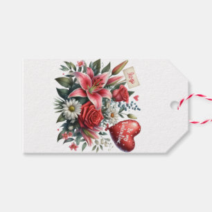 Be Mine Valentine floral/heart Gift Tags
