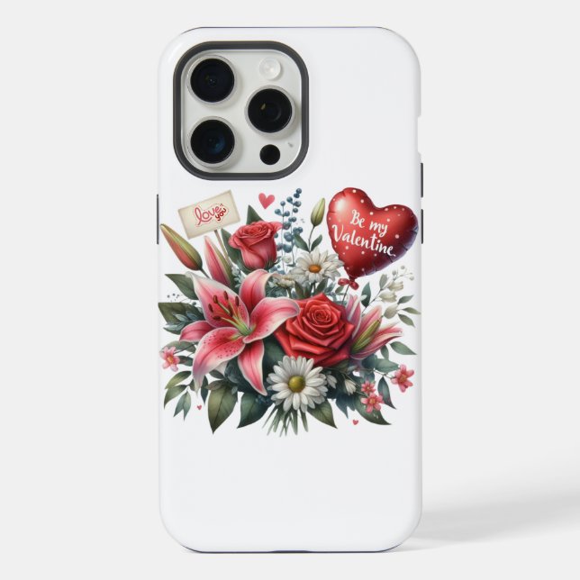 Be Mine Valentine floral/heart  iPhone Case (Back)