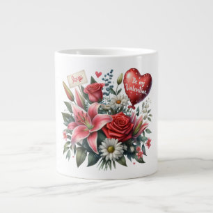 Be Mine Valentine floral/heart Large Coffee Mug