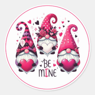 Be Mine Valentine Gnomes  Classic Round Sticker