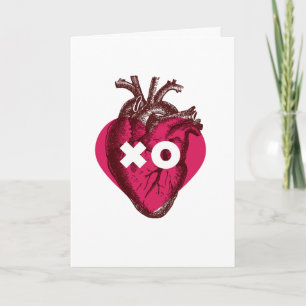 Be Mine Valentine Heart Card. Hug Kiss. XO Card