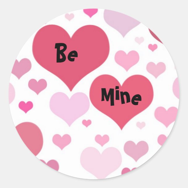 Be Mine Valentine Hearts Classic Round Sticker (Front)