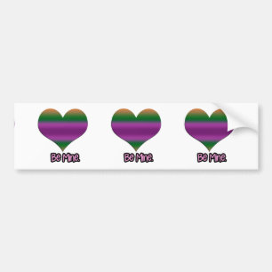 Be Mine Valentine Purple Stripe Heart Bumper Sticker