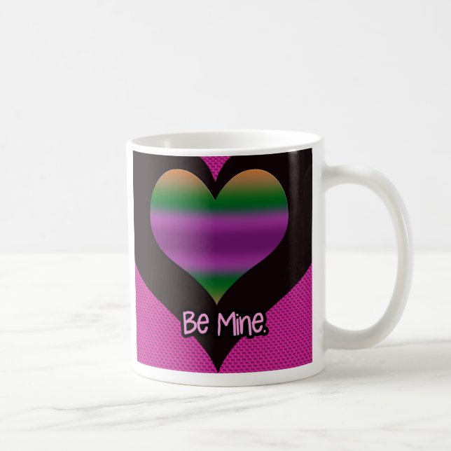 Be Mine Valentine Purple Stripe Heart Coffee Mug (Right)