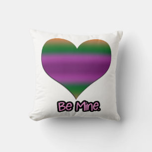 Be Mine Valentine Purple Stripe Heart Cushion
