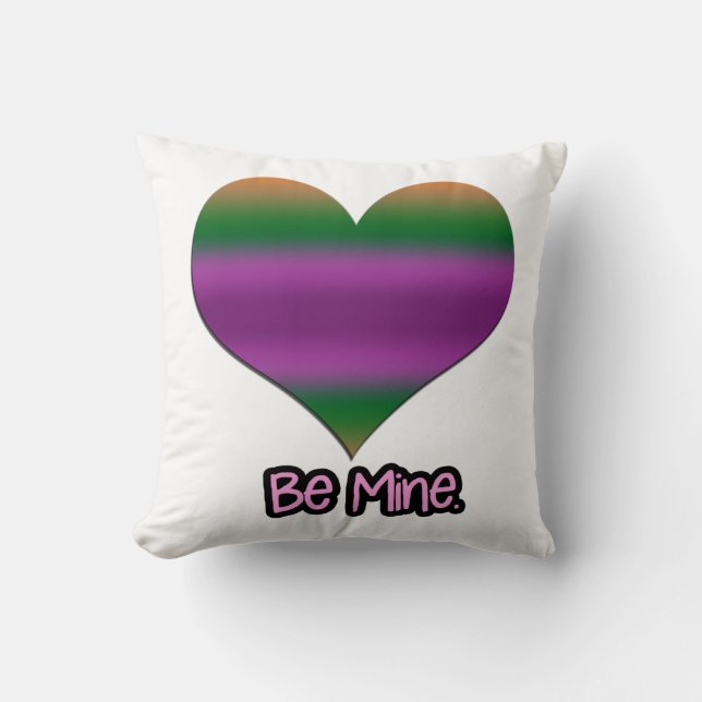 Be Mine Valentine Purple Stripe Heart Cushion (Front)