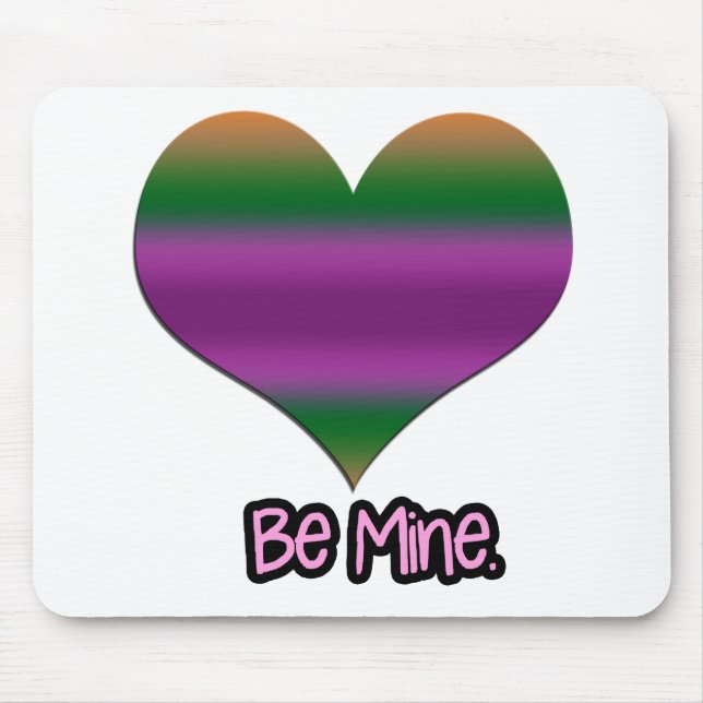 Be Mine Valentine Purple Stripe Heart Mouse Pad (Front)