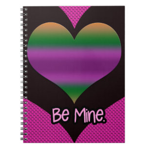 Be Mine Valentine Purple Stripe Heart Notebook