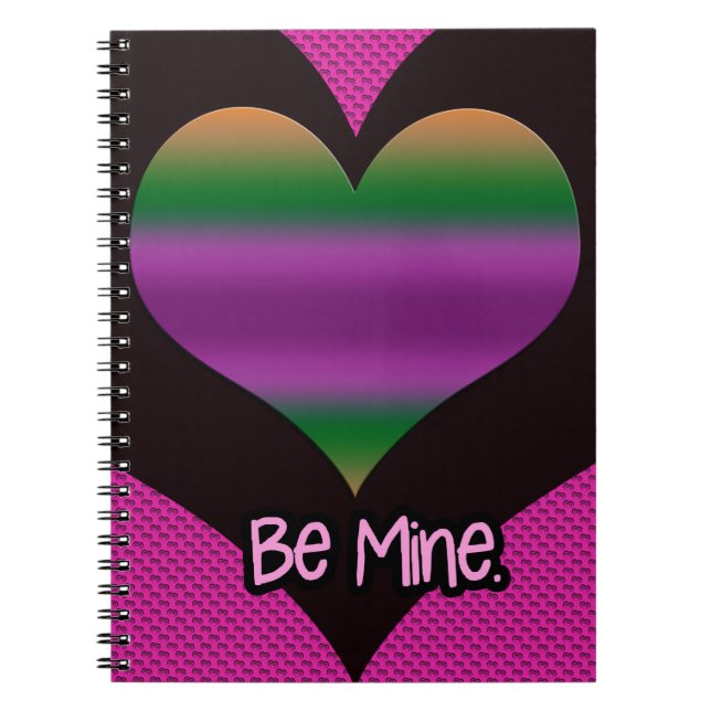 Be Mine Valentine Purple Stripe Heart Notebook (Front)