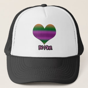 Be Mine Valentine Purple Stripe Heart Trucker Hat
