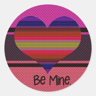 Be Mine Valentine Rainbow Heart Classic Round Sticker