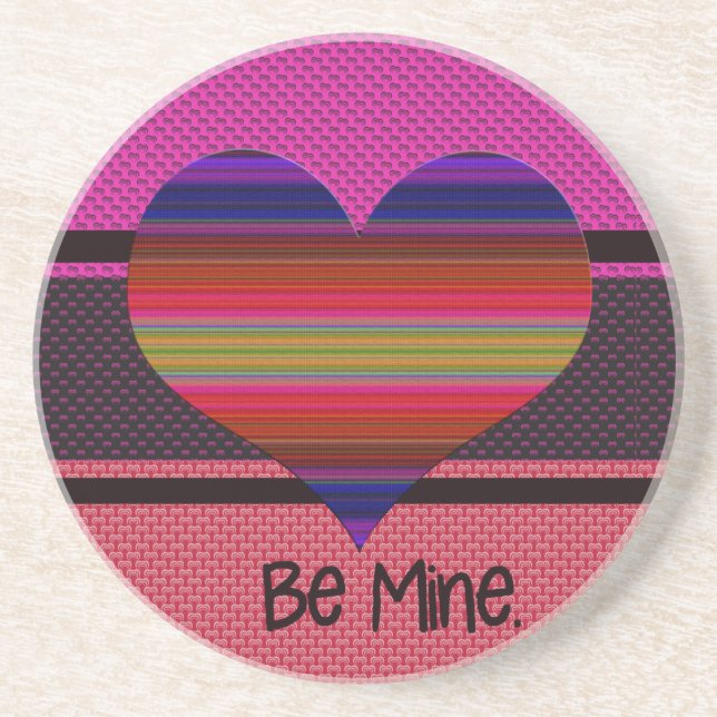 Be Mine Valentine Rainbow Heart Coaster (Front)