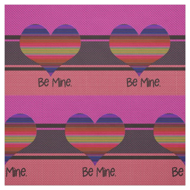 Be Mine Valentine Rainbow Heart Fabric (Swatch)