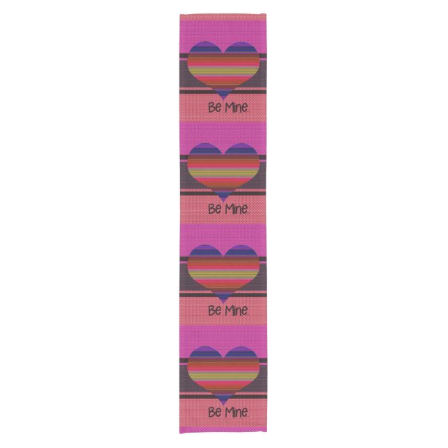 Be Mine Valentine Rainbow Heart Short Table Runner (Front)