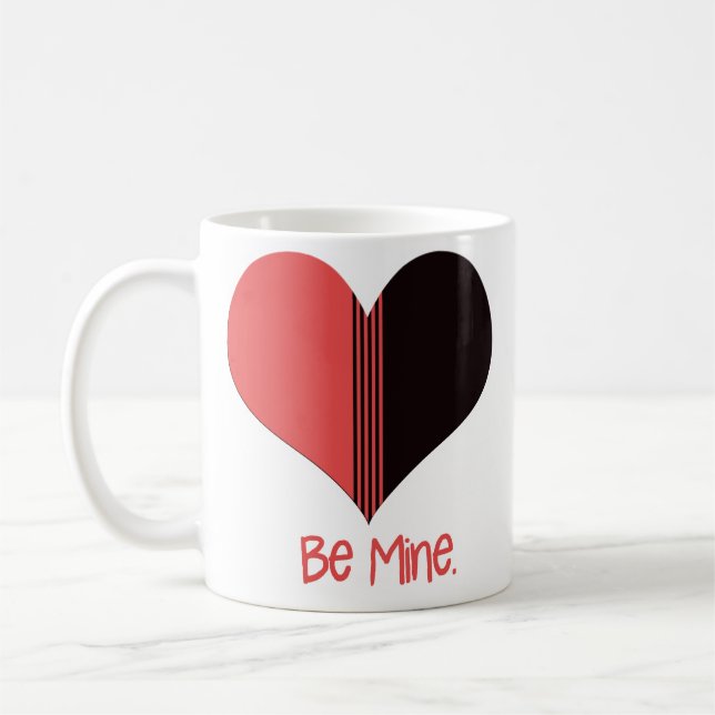 Be Mine Valentine Red Stripe Heart Coffee Mug (Left)