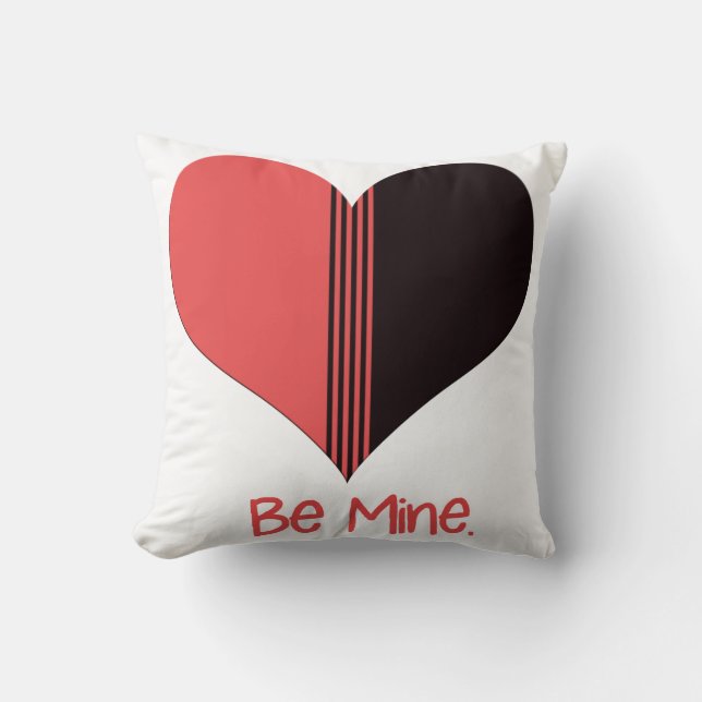 Be Mine Valentine Red Stripe Heart Cushion (Front)
