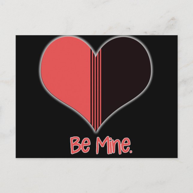 Be Mine Valentine Red Stripe Heart Holiday Postcard (Front)