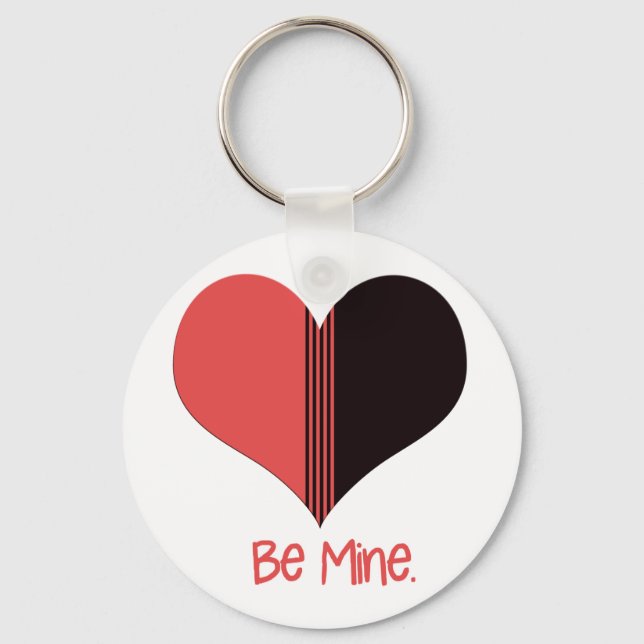 Be Mine Valentine Red Stripe Heart Key Ring (Front)
