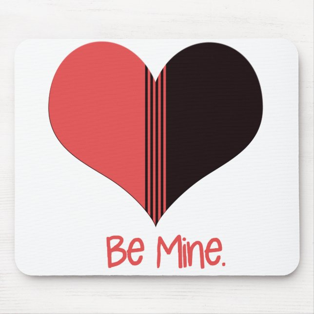 Be Mine Valentine Red Stripe Heart Mouse Pad (Front)