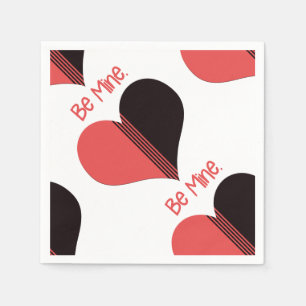 Be Mine Valentine Red Stripe Heart Napkin