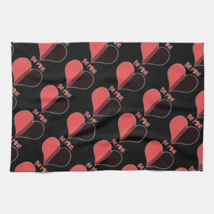 Be Mine Valentine Red Stripe Heart Tea Towel