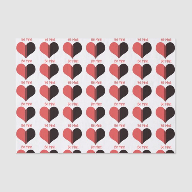 Be Mine Valentine Red Stripe Heart Tissue Paper (Front)