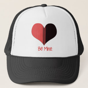 Be Mine Valentine Red Stripe Heart Trucker Hat