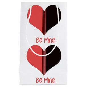 Be Mine Valentine Red White Stripe Heart Small Gift Bag