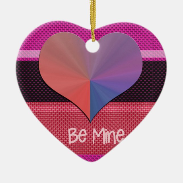 Be Mine Valentine Reflective Heart Ceramic Ornament (Front)