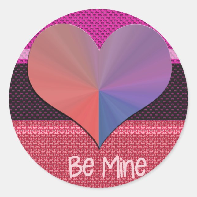 Be Mine Valentine Reflective Heart Classic Round Sticker (Front)