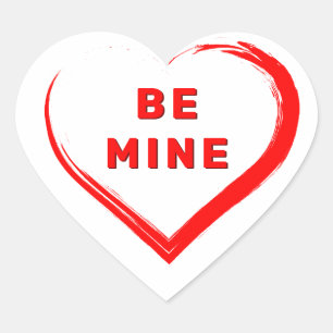Be Mine Valentine`s Day Romantic Red Heart Heart Sticker