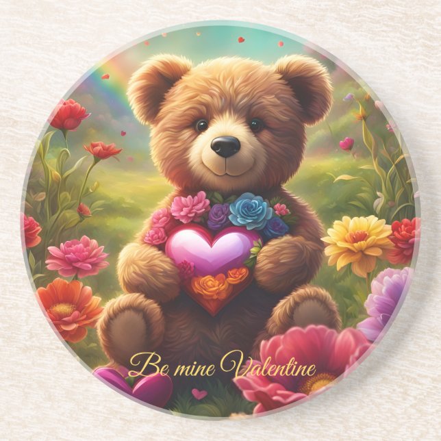 Be mine Valentine Teddy 1 Coaster (Front)