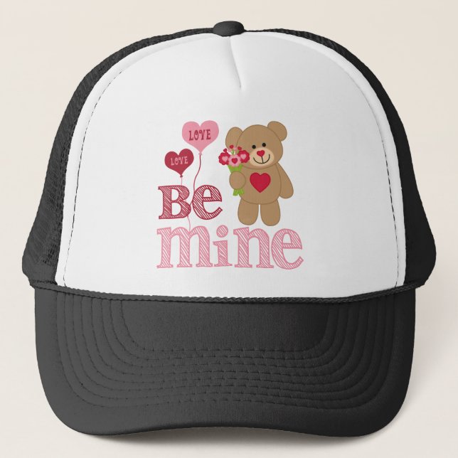 Be Mine Valentine Teddy Trucker Hat (Front)