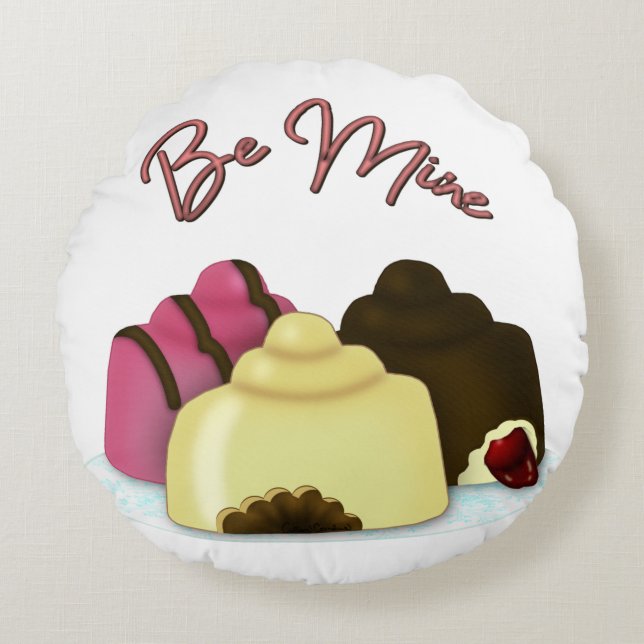 Be Mine Valentine's Day Candy Round Cushion (Front)