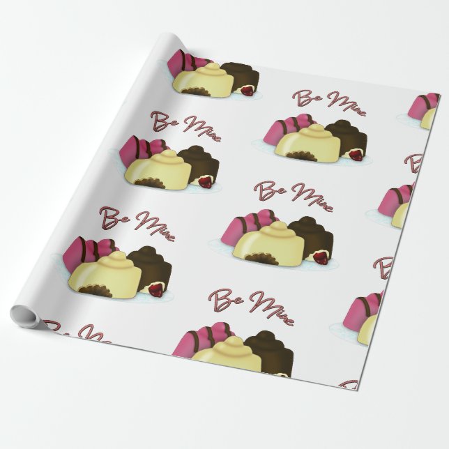Be Mine Valentine's Day Candy Wrapping Paper (Unrolled)