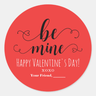 BE MINE Valentine's Day Chic Party Favour Classic Round Sticker