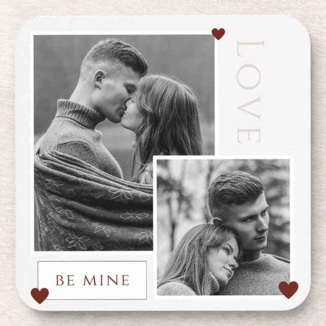 Be Mine Valentine's Day Couple Photo Love  Coaster (Front)