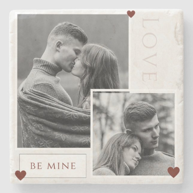 Be Mine Valentine's Day Couple Photo Love  Stone Coaster (Front)