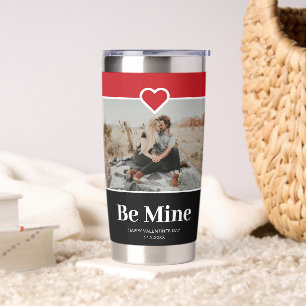 Be Mine Valentines Day Couples Photo Water Bottle Insulated Tumbler