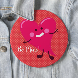 Be Mine!   Valentine's Day Cute Heart Character 6 Cm Round Badge